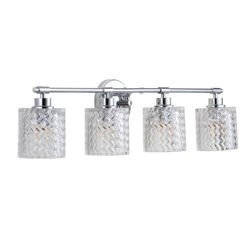 Spaulding Vintage Iron/Chevron Pattern Glass Farmhouse Cottage LED Vanity Light