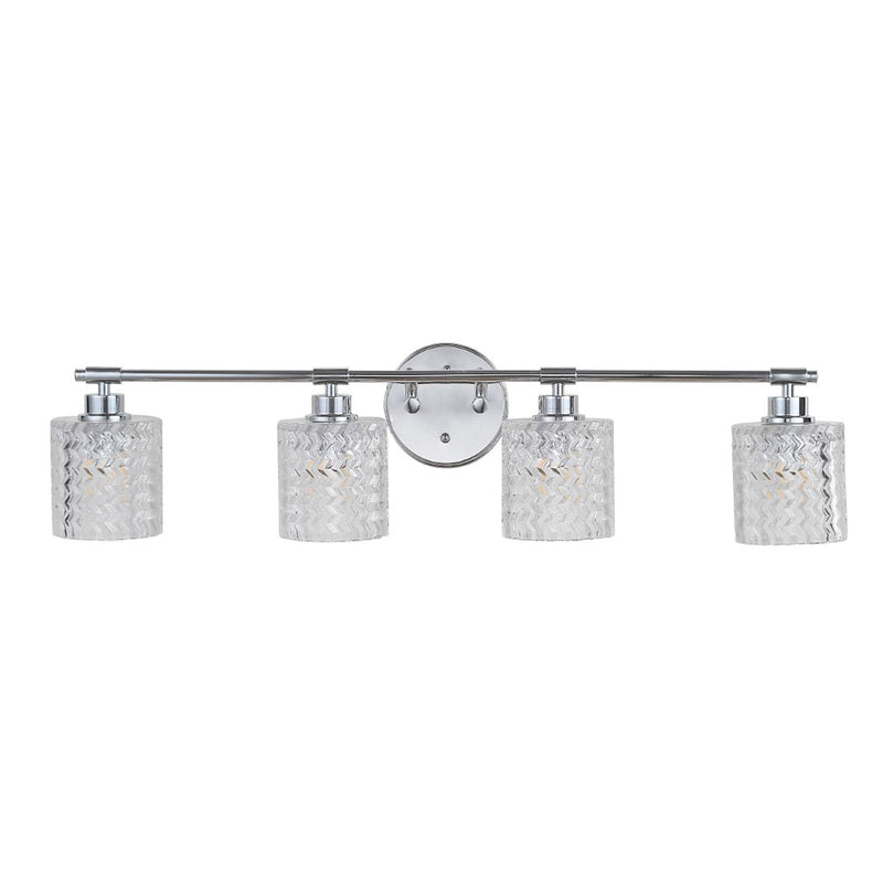 Spaulding Vintage Iron/Chevron Pattern Glass Farmhouse Cottage LED Vanity Light