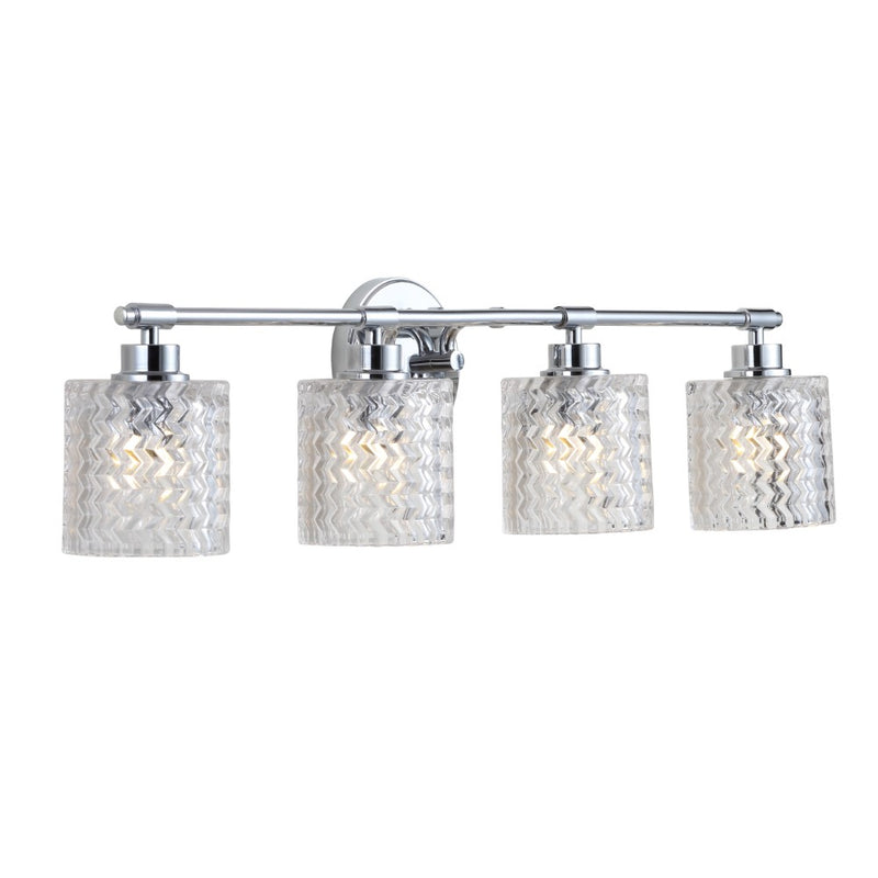 Spaulding Vintage Iron/Chevron Pattern Glass Farmhouse Cottage LED Vanity Light