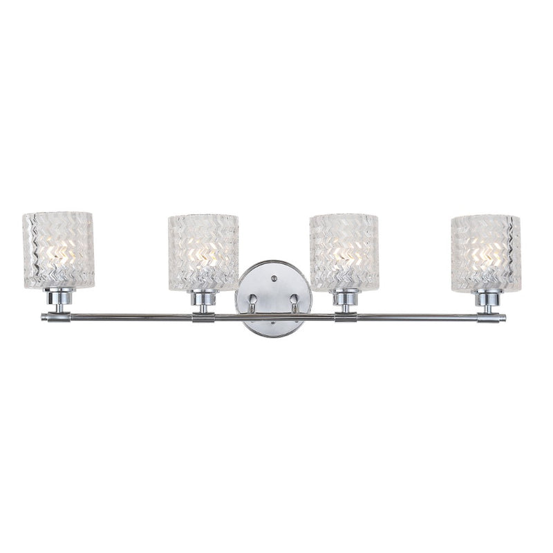 Spaulding Vintage Iron/Chevron Pattern Glass Farmhouse Cottage LED Vanity Light