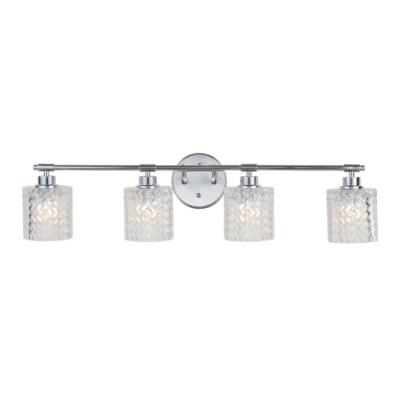 Spaulding Vintage Iron/Chevron Pattern Glass Farmhouse Cottage LED Vanity Light