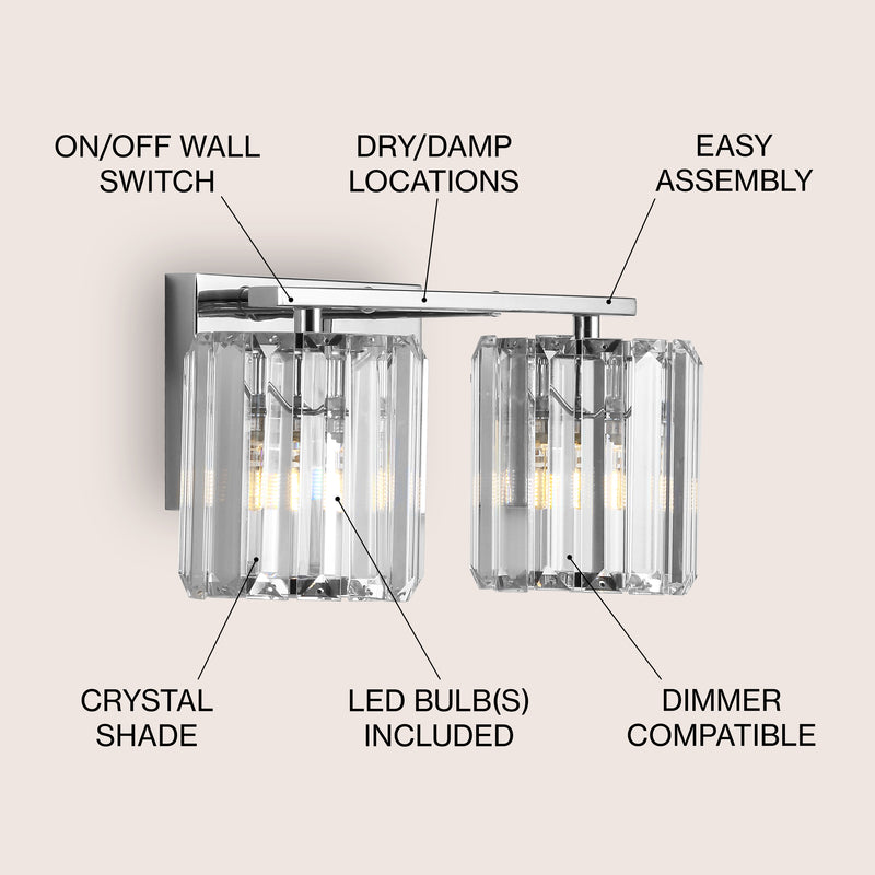 Coco Prism Vintage Metal/Glass Classic Glam LED Vanity Light