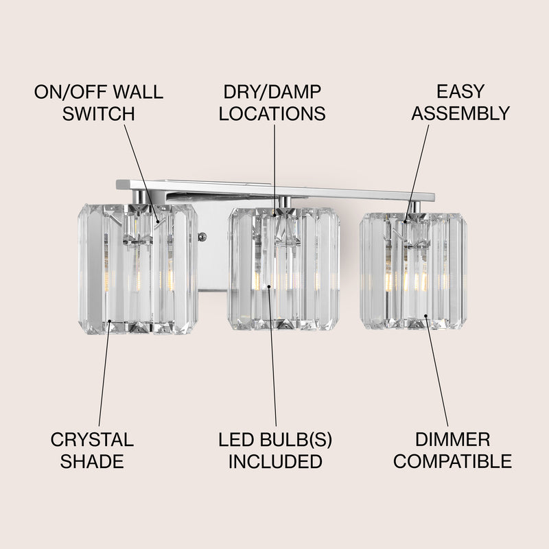 Coco Prism Vintage Metal/Glass Classic Glam LED Vanity Light