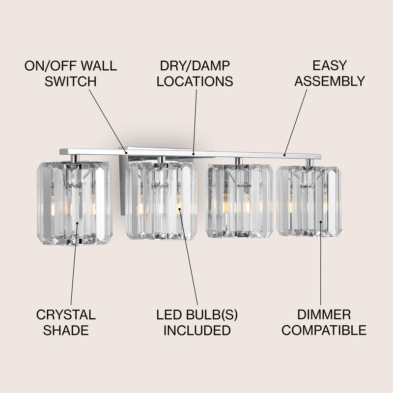 Coco Prism Vintage Metal/Glass Classic Glam LED Vanity Light