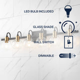 Marais Iron/Glass Rustic Vintage LED Vanity Light