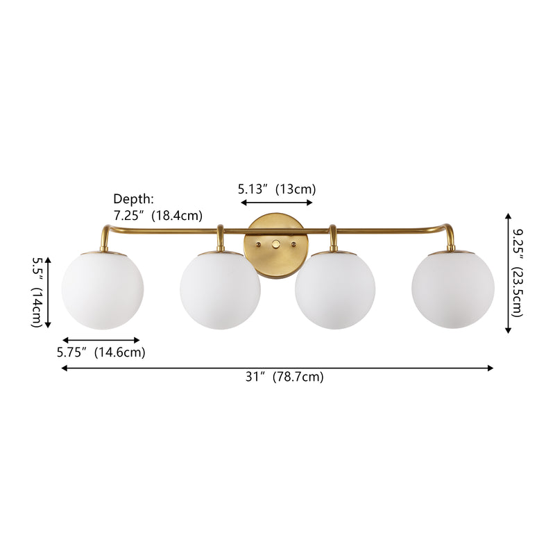 Louis Parisian Globe 31" 4-Light Metal/Frosted Glass Modern Contemporary LED Vanity Light