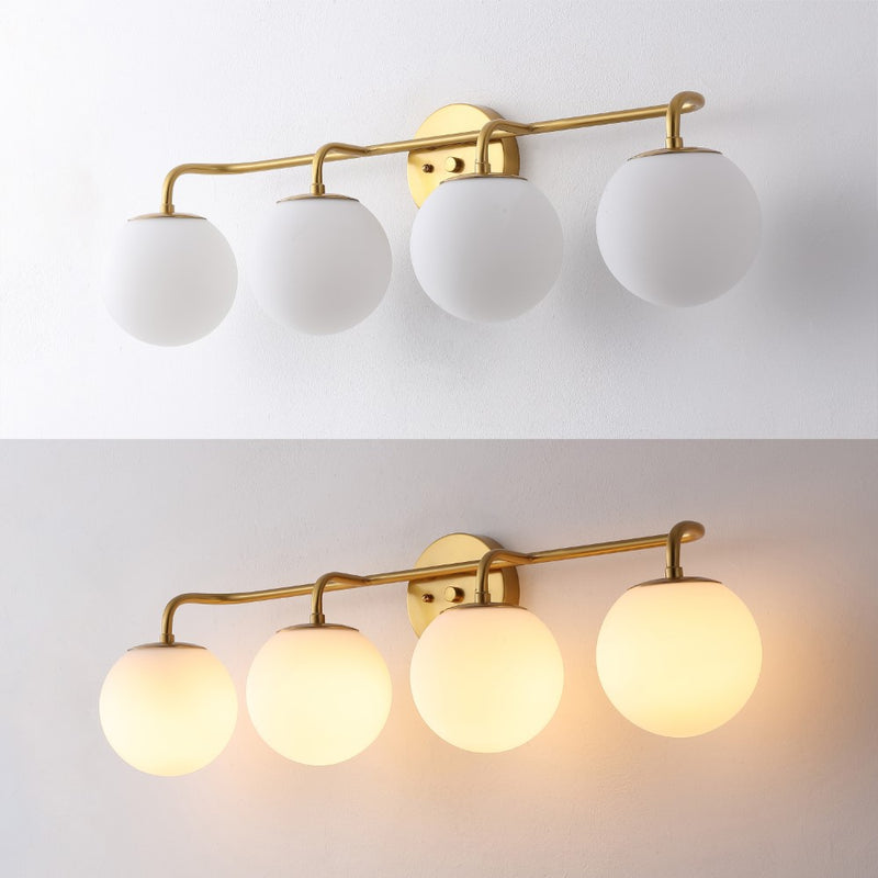 Louis Parisian Globe 31" 4-Light Metal/Frosted Glass Modern Contemporary LED Vanity Light