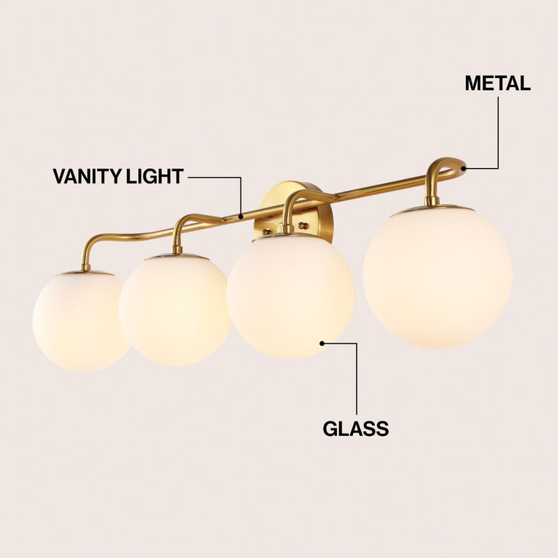 Louis Parisian Globe 31" 4-Light Metal/Frosted Glass Modern Contemporary LED Vanity Light
