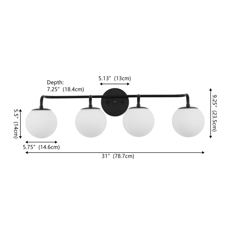 Louis Parisian Globe 31" 4-Light Metal/Frosted Glass Modern Contemporary LED Vanity Light