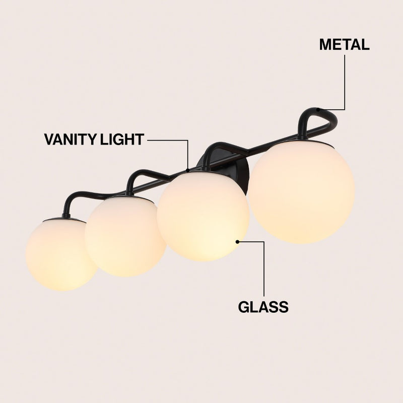 Louis Parisian Globe 31" 4-Light Metal/Frosted Glass Modern Contemporary LED Vanity Light
