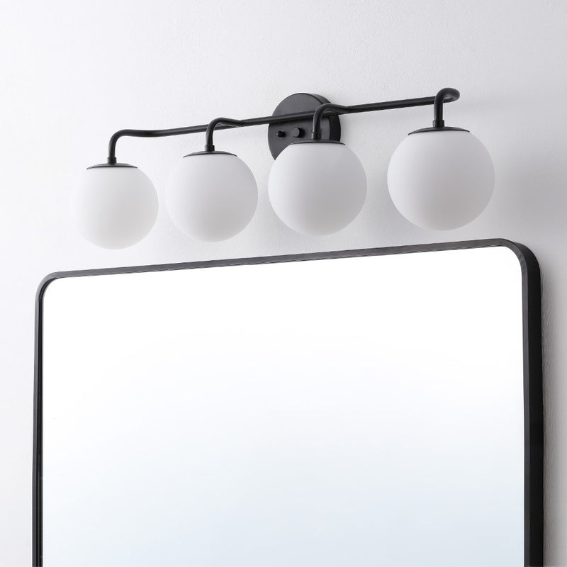Louis Parisian Globe 31" 4-Light Metal/Frosted Glass Modern Contemporary LED Vanity Light