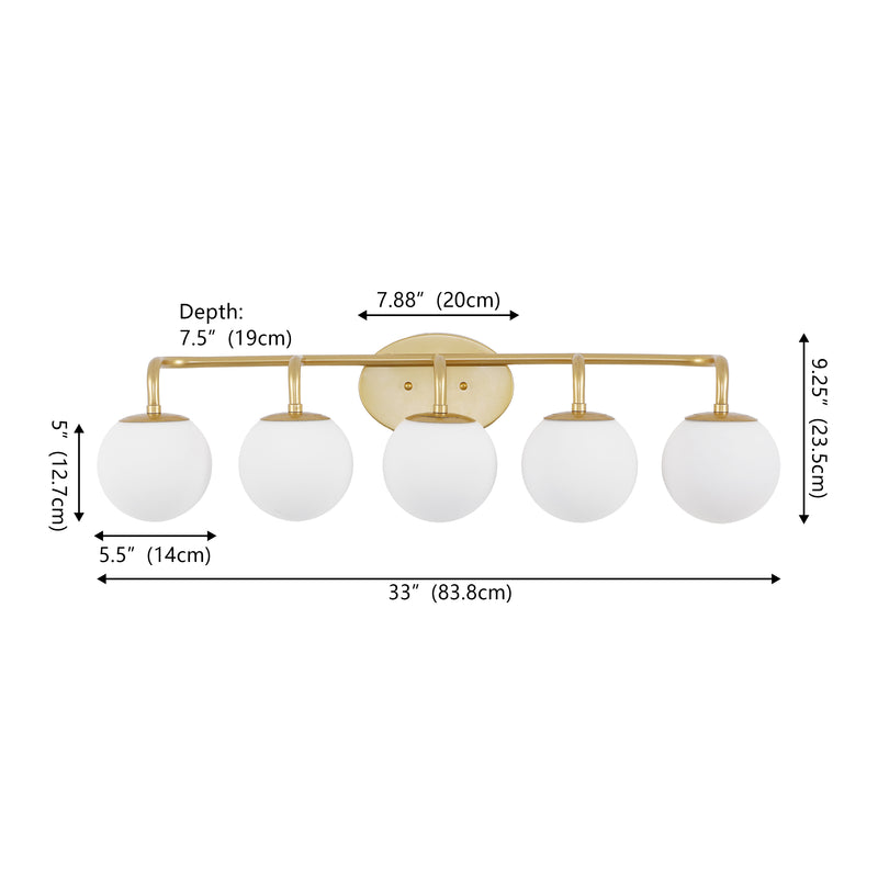 Louis Parisian Globe 31" 4-Light Metal/Frosted Glass Modern Contemporary LED Vanity Light