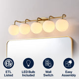 Louis Parisian Globe 31" 4-Light Metal/Frosted Glass Modern Contemporary LED Vanity Light