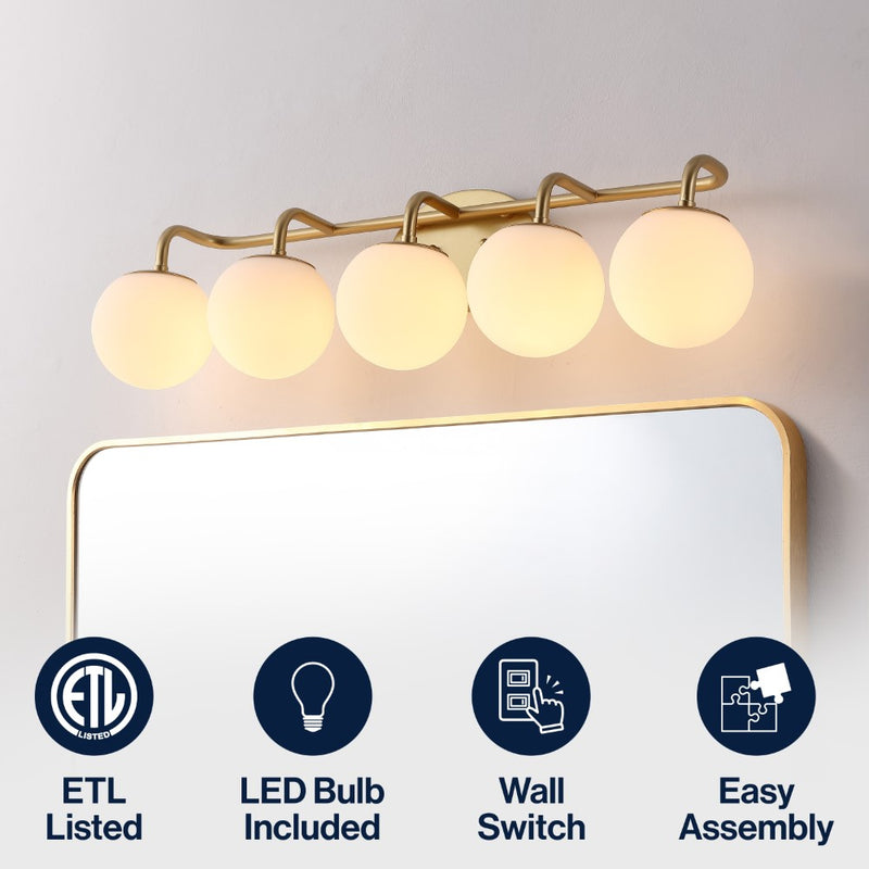 Louis Parisian Globe 31" 4-Light Metal/Frosted Glass Modern Contemporary LED Vanity Light