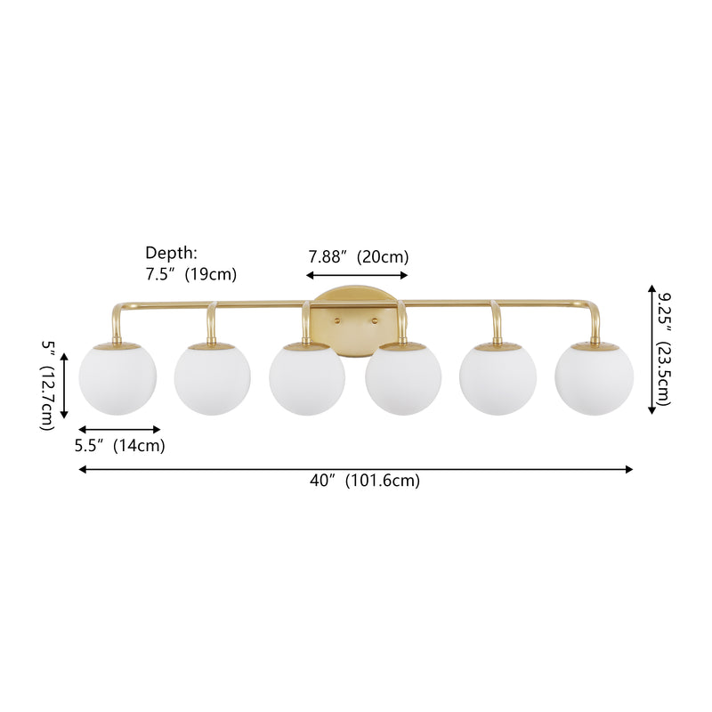 Louis Parisian Globe 31" 4-Light Metal/Frosted Glass Modern Contemporary LED Vanity Light