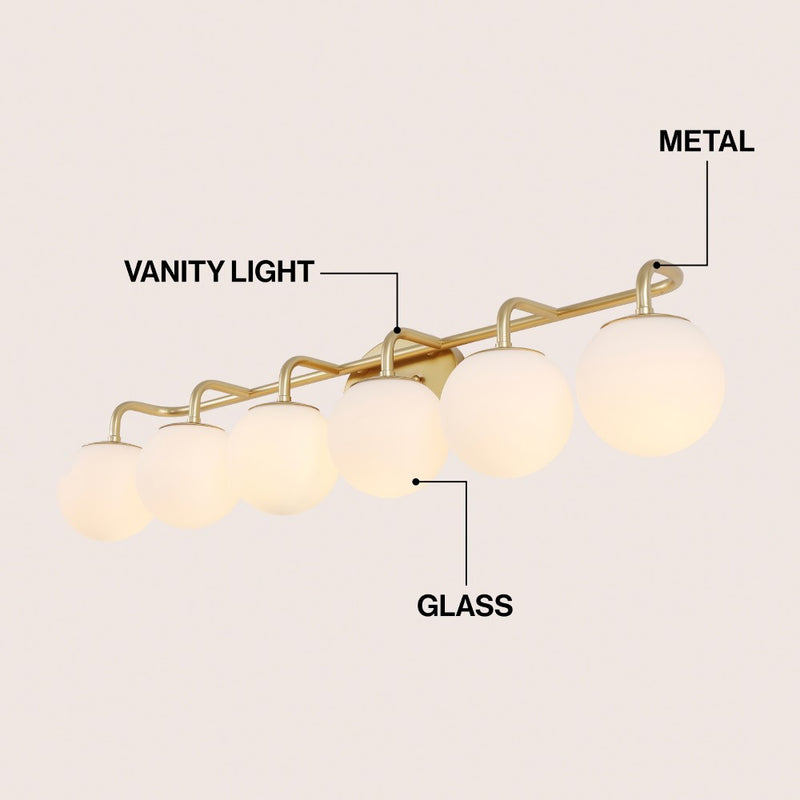 Louis Parisian Globe 31" 4-Light Metal/Frosted Glass Modern Contemporary LED Vanity Light