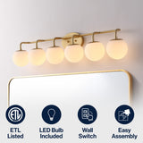 Louis Parisian Globe 31" 4-Light Metal/Frosted Glass Modern Contemporary LED Vanity Light