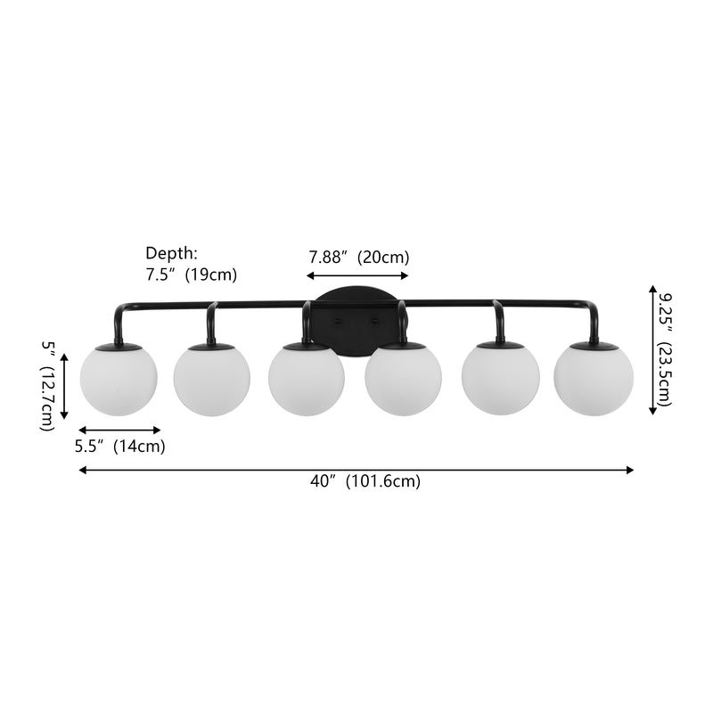 Louis Parisian Globe 31" 4-Light Metal/Frosted Glass Modern Contemporary LED Vanity Light