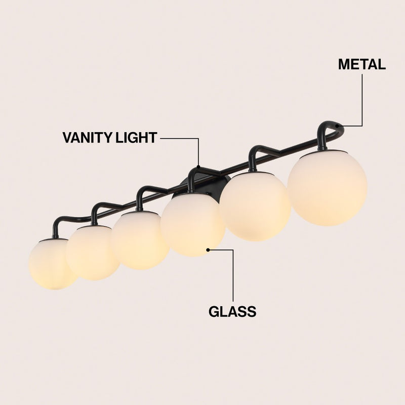 Louis Parisian Globe 31" 4-Light Metal/Frosted Glass Modern Contemporary LED Vanity Light