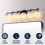 Louis Parisian Globe 31" 4-Light Metal/Frosted Glass Modern Contemporary LED Vanity Light