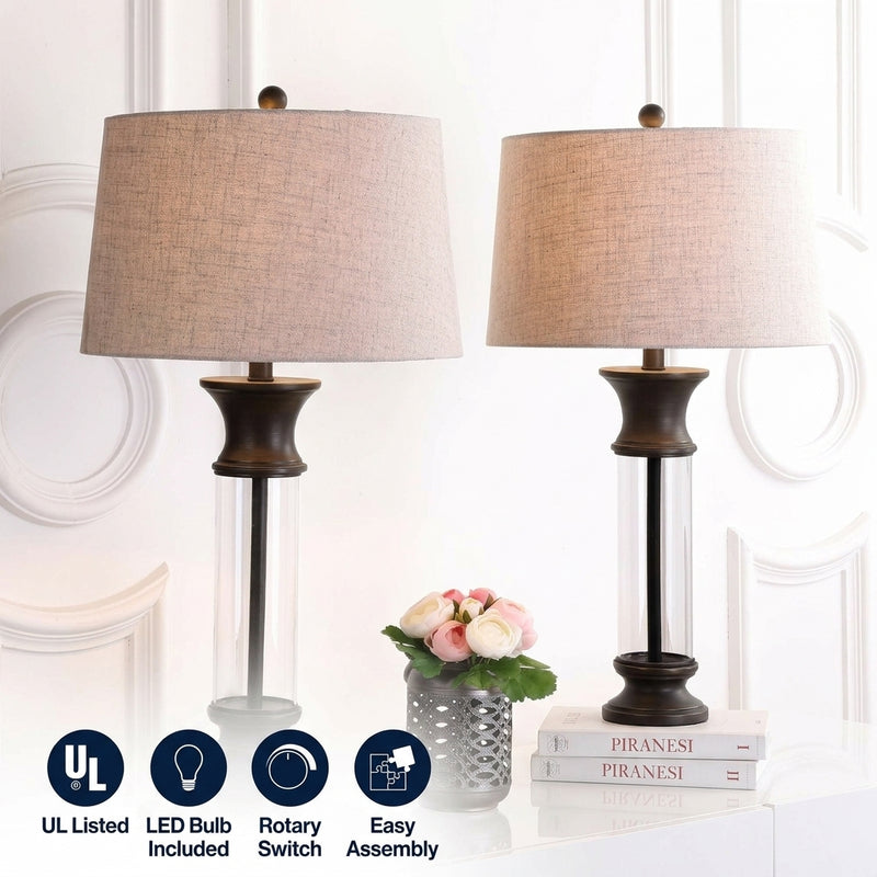 Hunter 32" Metal/Glass LED Table Lamp Set 2 Bronze (Set of 2) – ICONS