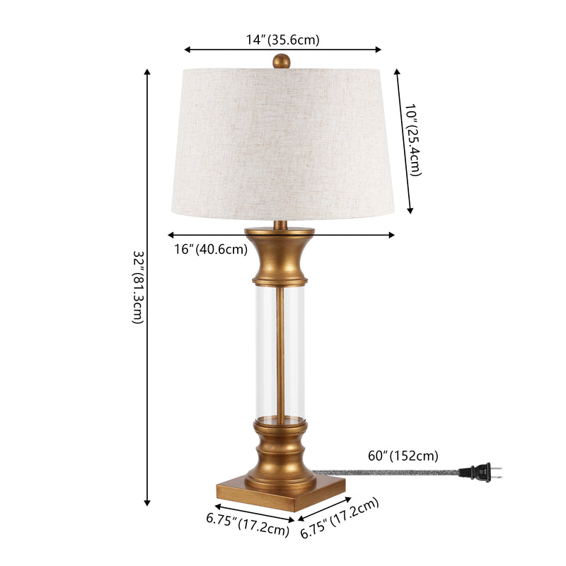 Hunter 32" Metal/Glass LED Table Lamp - JONATHAN Y
