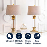 Hunter 32" Metal/Glass LED Table Lamp Set 2 Gold Leaf (Set of 2) – ICONS