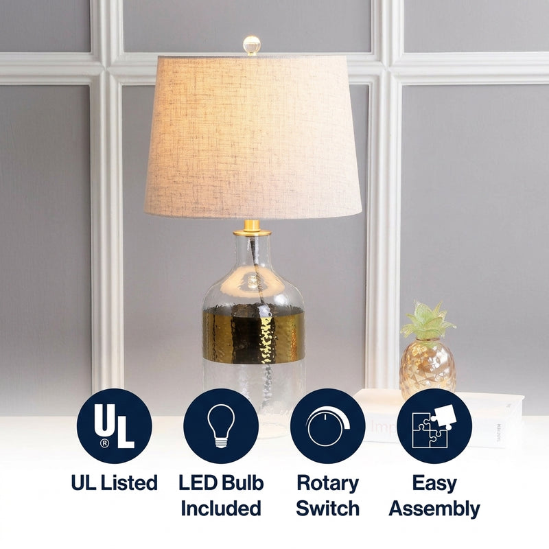 Stevens 25.5" Glass LED Table Lamp Clear/Brass – ICONS