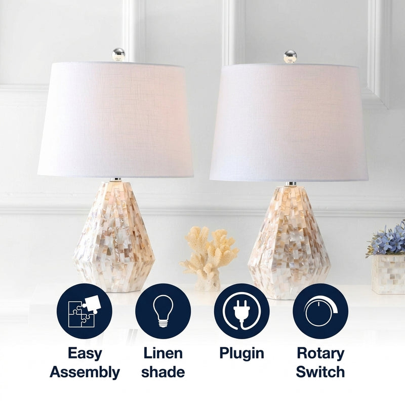 Isabella 21" Seashell LED Table Lamp Set 2 Natural Ivory (Set of 2) – ICONS