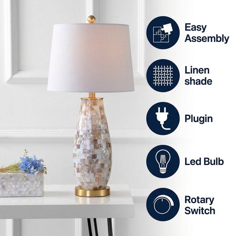 Jocelyn 28" Seashell LED Table Lamp Natural – ICONS