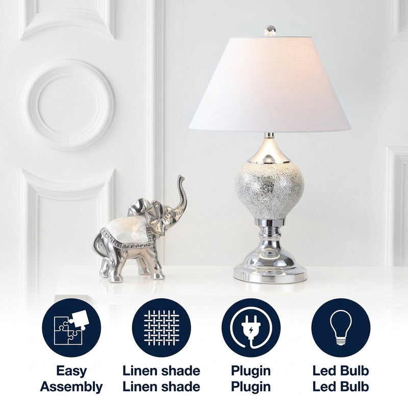 Louise 27" Mirrored LED Table Lamp Silver/Chrome – ICONS