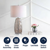 Juliette 26.5" Glass/Metal LED Table Lamp Smoked Gray – ICONS