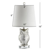 Night Owl 19" Glass/Crystal LED Table Lamp - JONATHAN Y