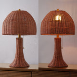 Joanie 22" Bohemian Rustic Woven Rattan LED Table Lamp with Pull Chain