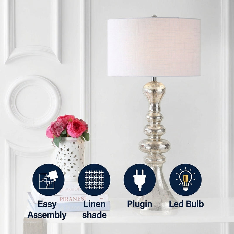Madeline 35" Curved Glass LED Table Lamp Mercury Glass – ICONS