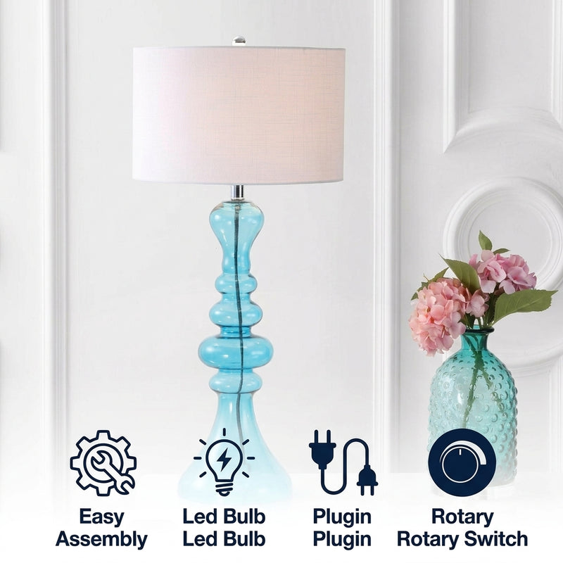 Madeline 35" Curved Glass LED Table Lamp Aqua – ICONS
