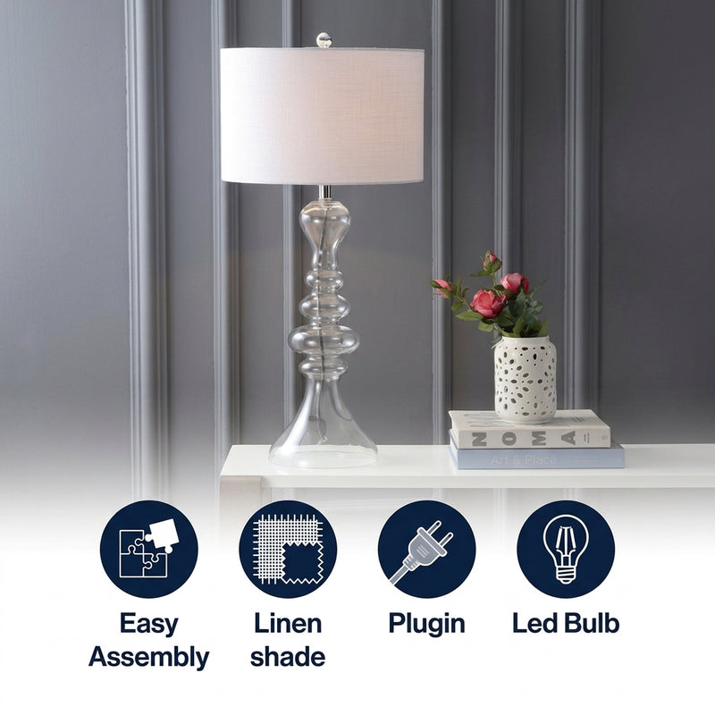 Madeline 35" Curved Glass LED Table Lamp Clear – ICONS