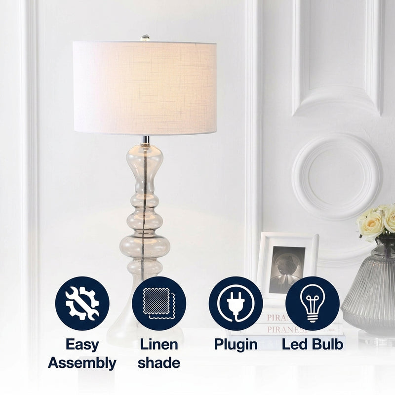Madeline 35" Curved Glass LED Table Lamp Smoke Gray – ICONS