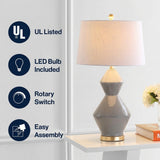 Alba 29" Geometric Ceramic/Metal LED Table Lamp Gray/Gold Leaf – ICONS