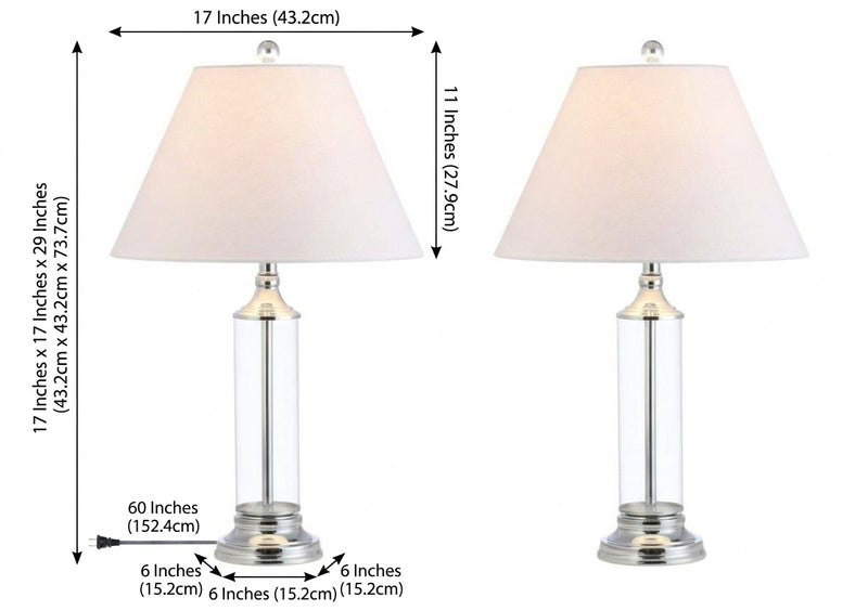 Astor 29" Glass LED Table Lamp Set 2 Clear/Chrome (Set of 2) – DIM