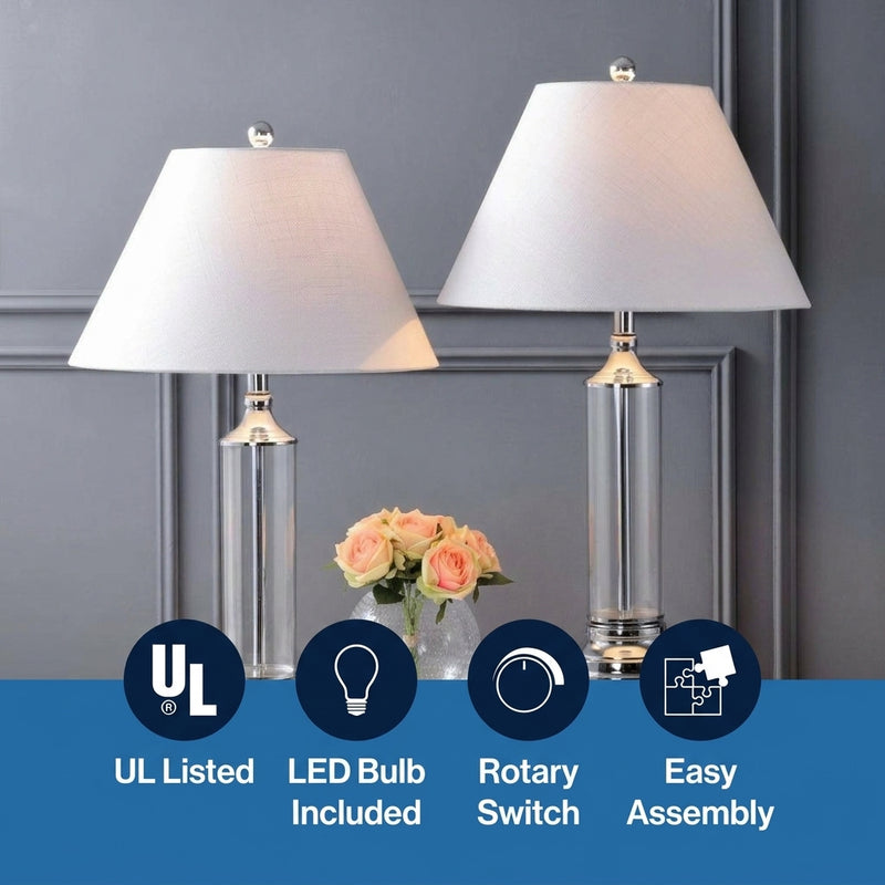 Astor 29" Glass LED Table Lamp Set 2 Clear/Chrome (Set of 2) – ICONS