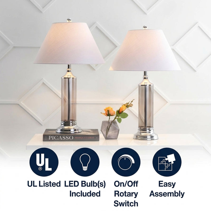 Astor 29" Glass LED Table Lamp Set 2 Smoked Gray (Set of 2) – ICONS