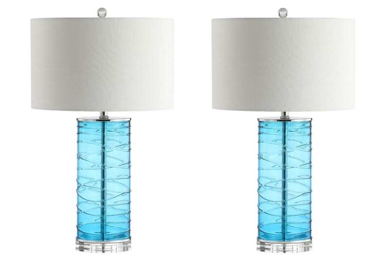 Cole 27.5" Modern Fused Glass Cylinder LED Table Lamp - JONATHAN Y