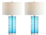 Cole 27.5" Modern Fused Glass Cylinder LED Table Lamp - JONATHAN Y