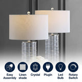 Cole 27.5" Modern Fused Glass Cylinder LED Table Lamp Set 2 Clear (Set of 2) – ICONS
