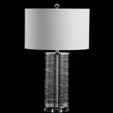 Cole 27.5" Modern Fused Glass Cylinder LED Table Lamp - JONATHAN Y