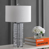Cole 27.5" Modern Fused Glass Cylinder LED Table Lamp - JONATHAN Y