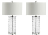 Cole 27.5" Modern Fused Glass Cylinder LED Table Lamp - JONATHAN Y