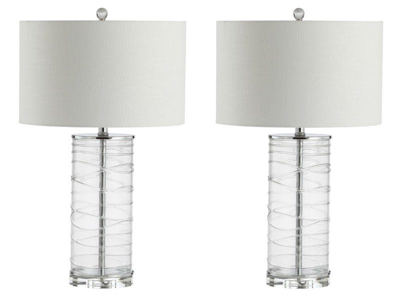 Cole 27.5" Modern Fused Glass Cylinder LED Table Lamp - JONATHAN Y