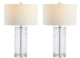 Cole 27.5" Modern Fused Glass Cylinder LED Table Lamp - JONATHAN Y
